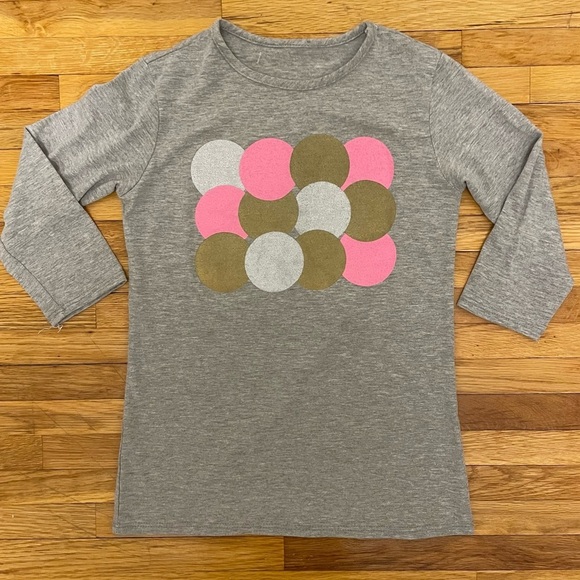 4/$25 Basic Colors Girls Three Quarter Sleeve T-Shirt Size 16 Gray Circle Design - Picture 1 of 3